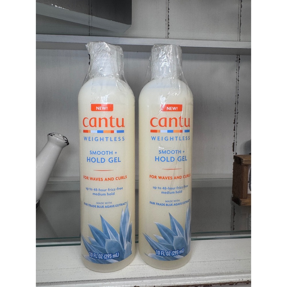Cantu Weightless Smooth + Hold Gel for Waves and Curls 10 fl oz 2 Pack New